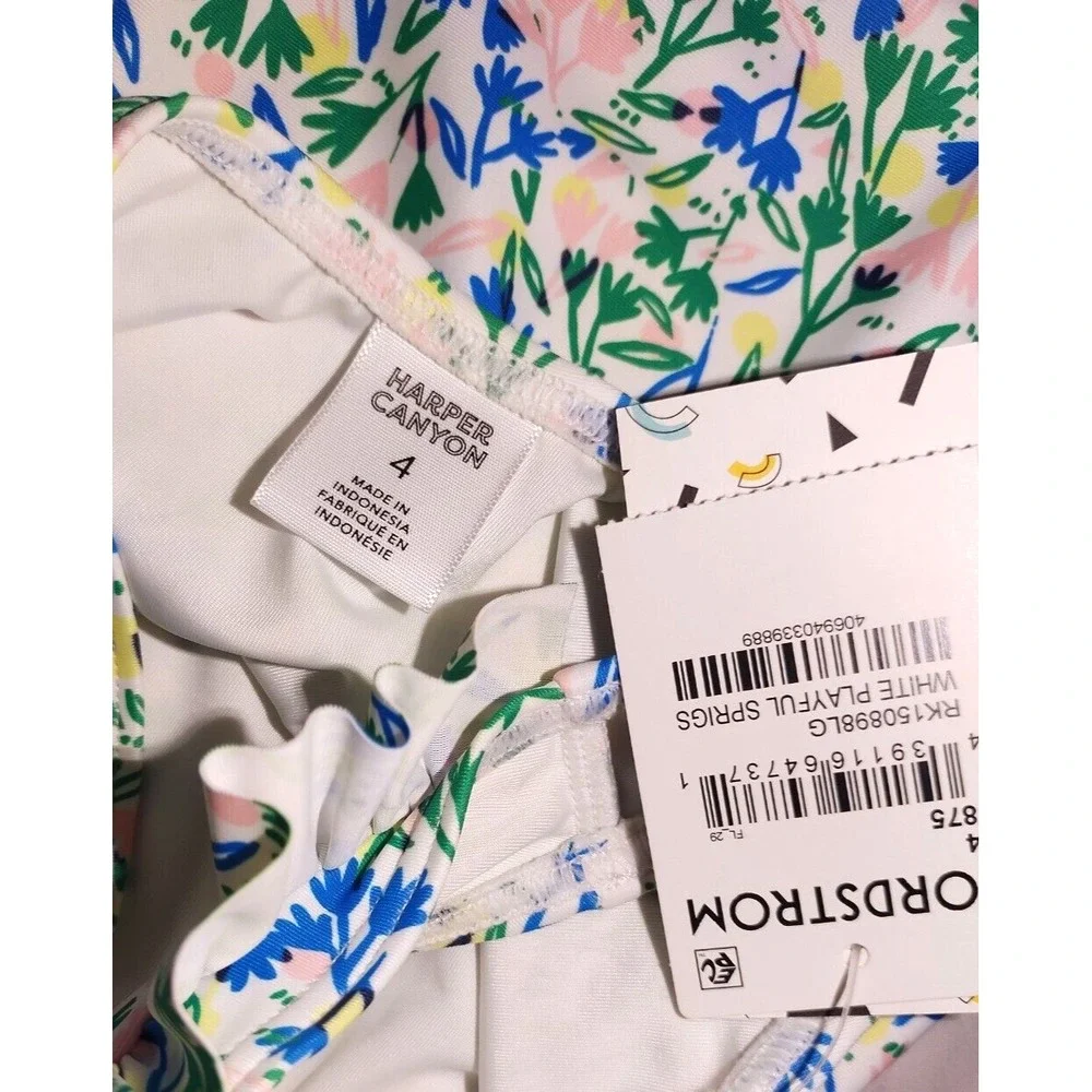 Harper Canyon Girls 1pc Floral Swimsuit Sz 4 Nordstrom  White‎ Playful Springs